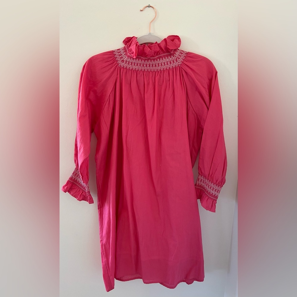 NWOT Victoria Dunn Pink Smocked Neck Dress